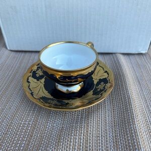 24 Piece Weimar Echt Made in Germany Dark Blue / Big Gold Kobalt demitasse